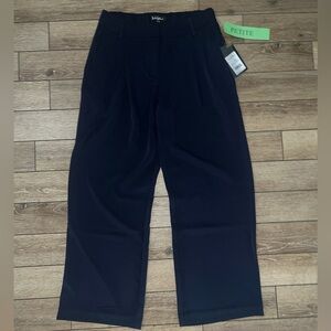 NEW NAVY BLUE NICOLE MILLER FLOWY WIDE LEG PLEATED DRESS PANTS SZ 6P